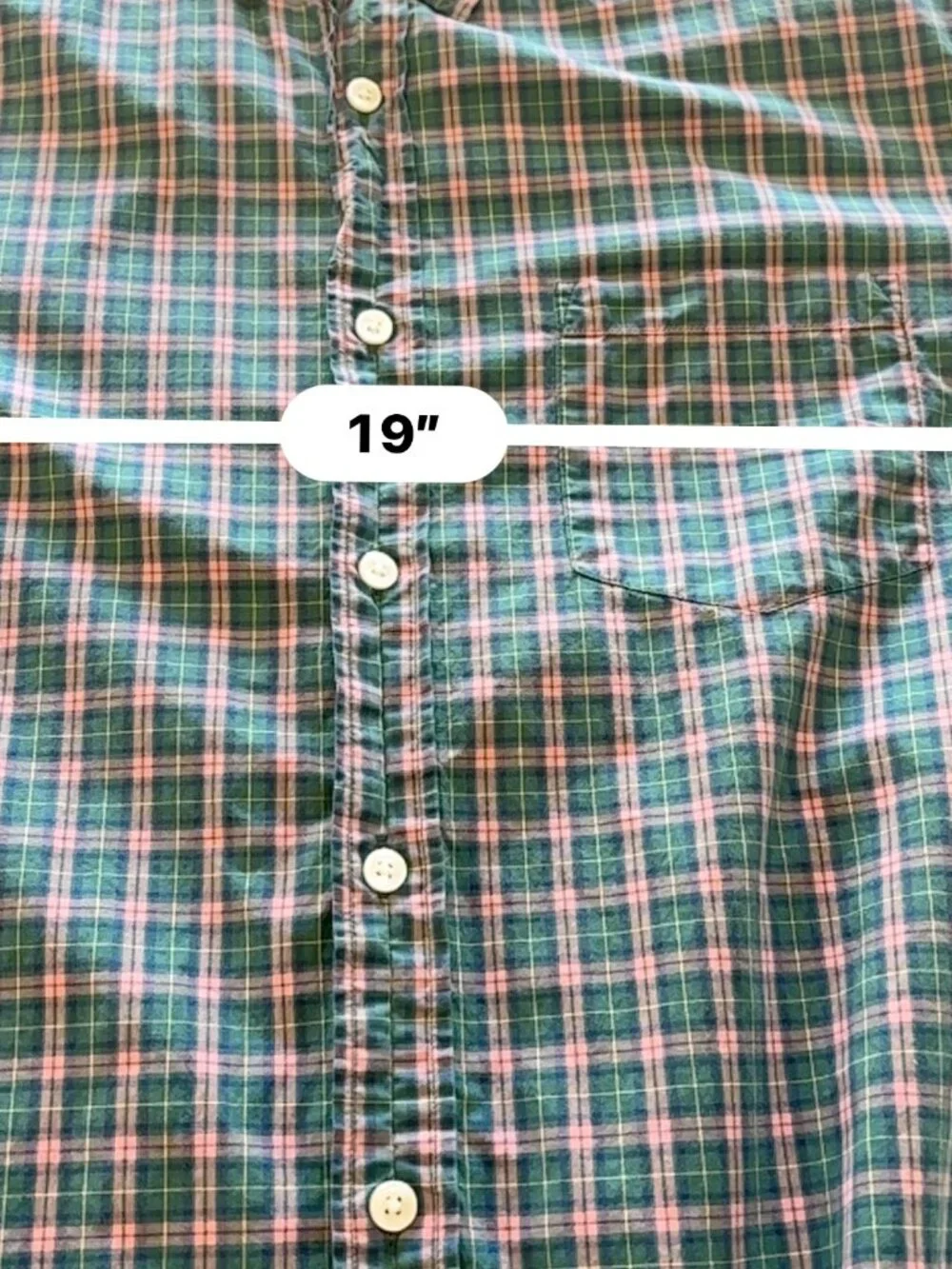 J.Crew Green Pink Plaid Long Sleeve Button Down Shirt Mens M AS-IS